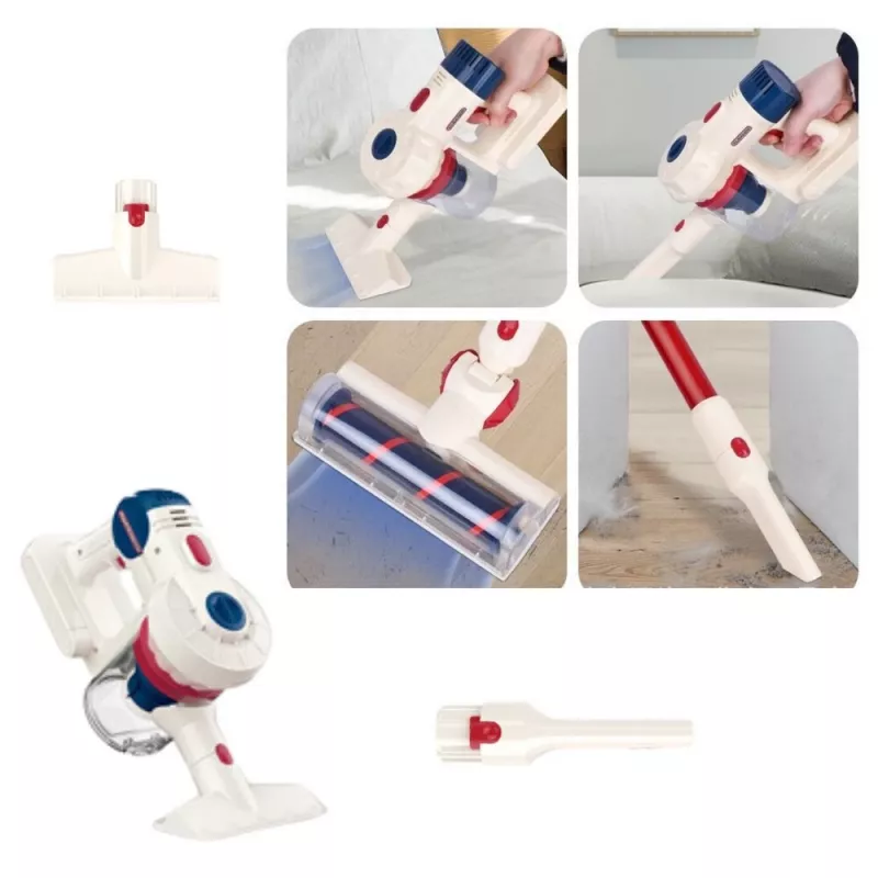 LEAN TOYS Aspirador vertical Conjunto de limpeza para criança com luz e som, estação branca
