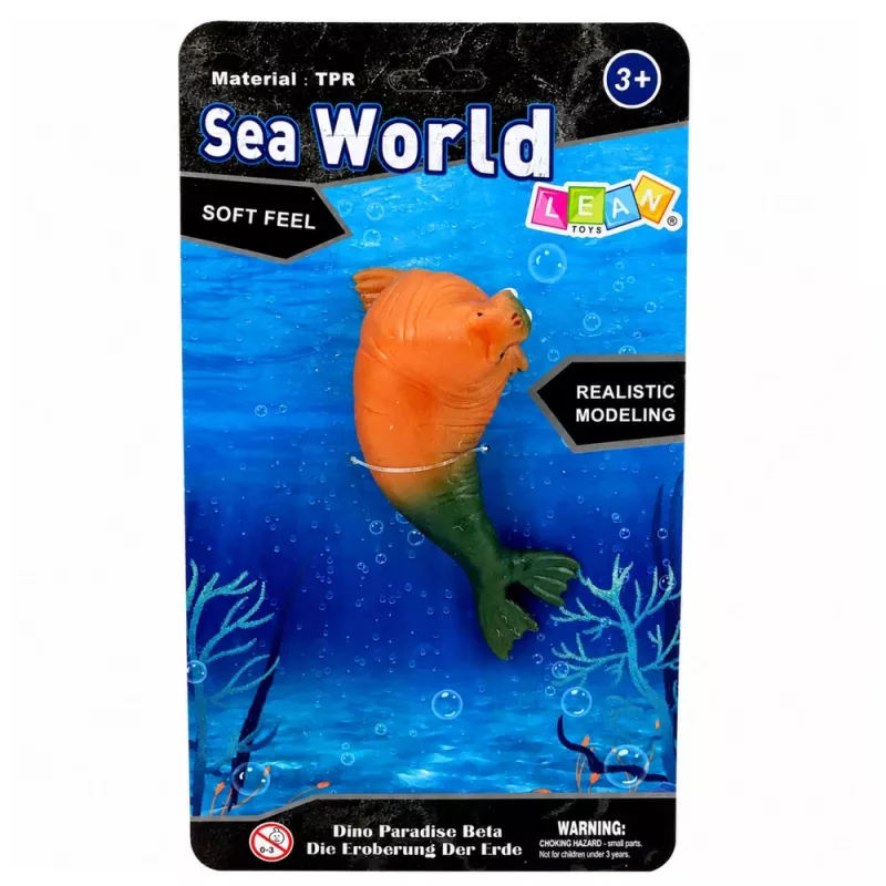 LEAN TOYS Figura de borracha morsa elástica realista mamífero marinho 13 cm