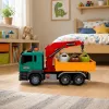 LEAN TOYS Camião de recolha de resíduos com grua, contentores, tração por fricção, luz e som