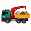 LEAN TOYS Camião de recolha de resíduos com grua, contentores, tração por fricção, luz e som