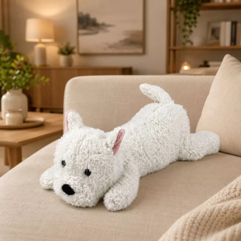 Peluche West Highland White Terrier LEAN TOYS, Branco, 40 cm