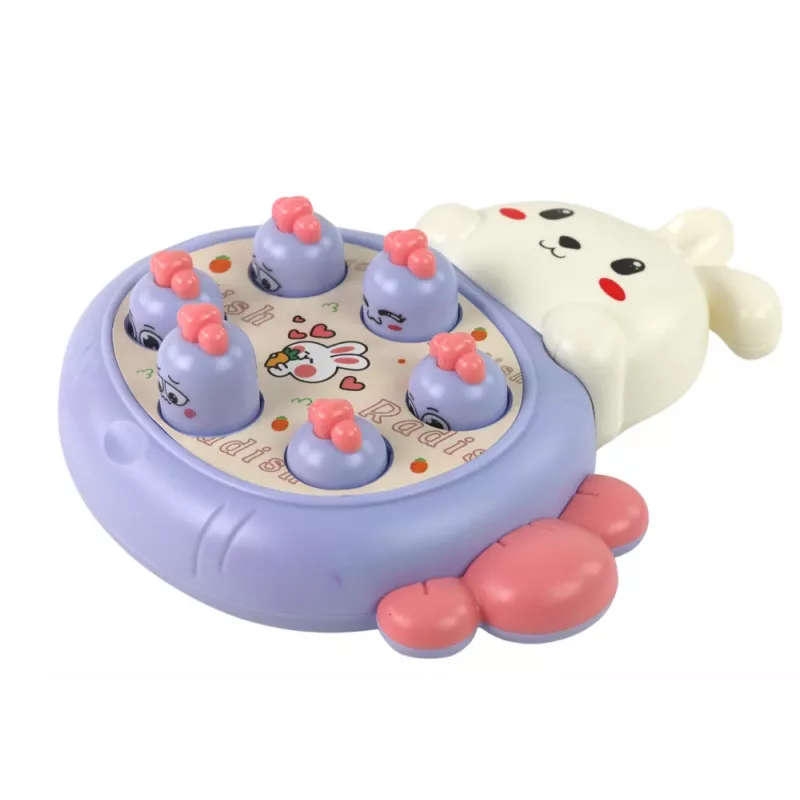 LEAN TOYS Jogo Whac-A-Mole roxo de arcada de esmagar cenouras com coelho