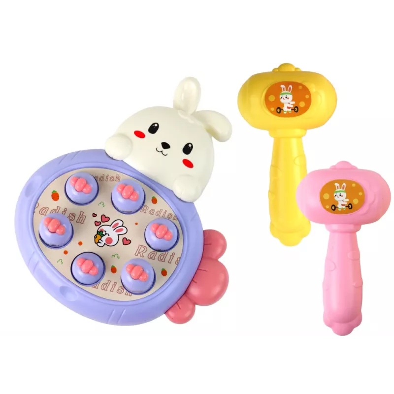 LEAN TOYS Jogo Whac-A-Mole roxo de arcada de esmagar cenouras com coelho