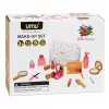 LEAN TOYS Conjunto de beleza de madeira para meninas com bolsa de cosmética branca, 17 peças