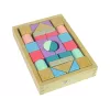 LEAN TOYS Blocos de construção de madeira cores pastel 28 peças castelo
