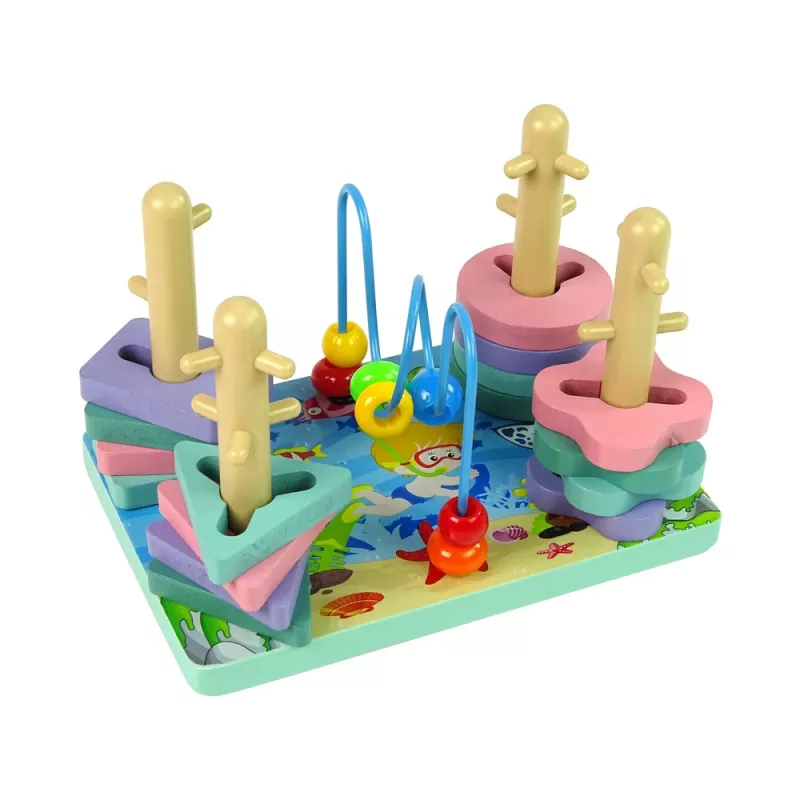 LEAN TOYS Blocos de madeira classificador mundo marinho contas educativas