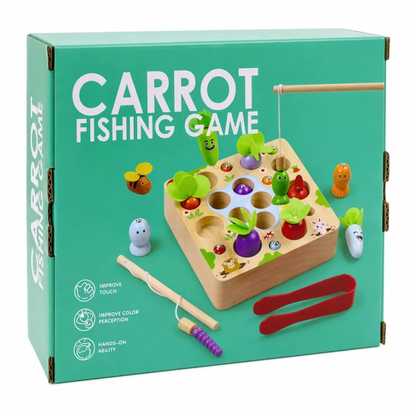LEAN TOYS Jogo Magnético Vara de Cenoura e Minhoca de Madeira