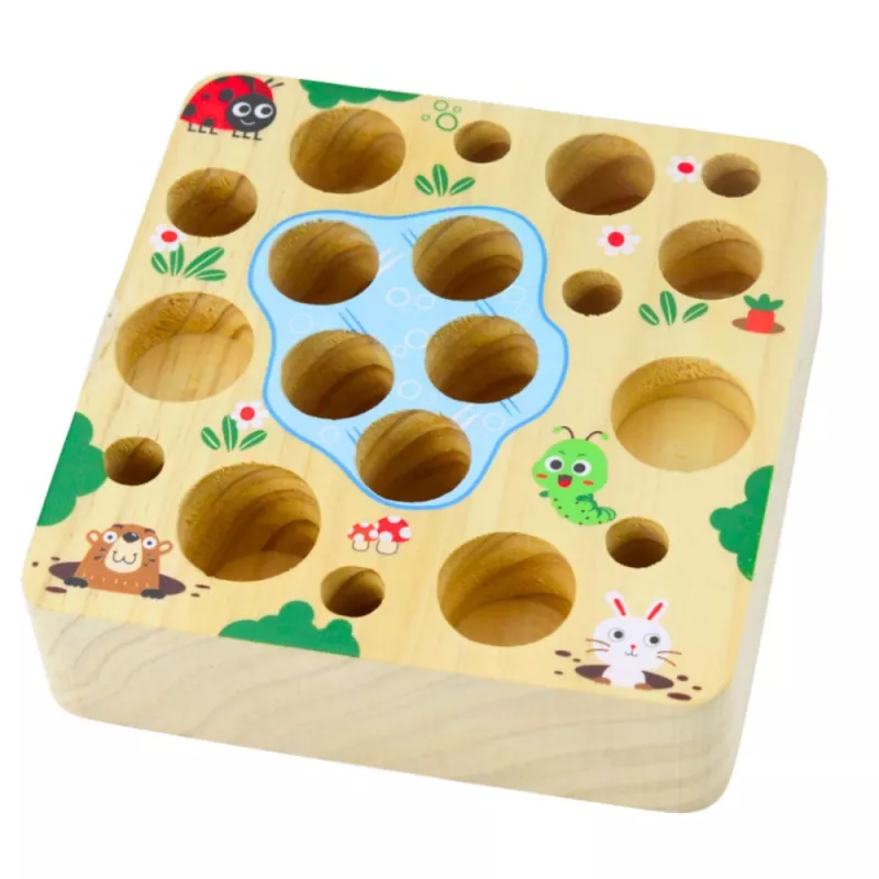 LEAN TOYS Jogo Magnético Vara de Cenoura e Minhoca de Madeira