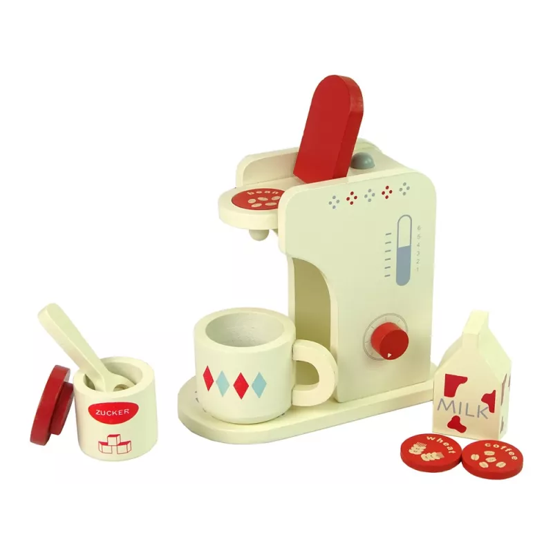 LEAN TOYS Acessório de máquina de café de madeira cozinha criança