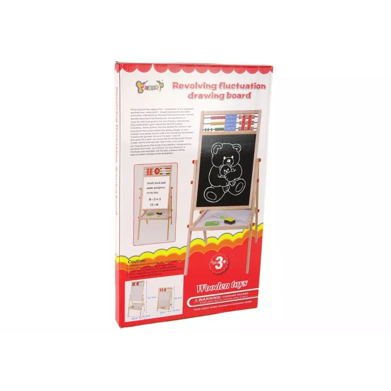 LEAN TOYS Quadro Didático de Madeira 2em1 Quadro Magnético e de Giz com Acessórios Contar Tabuada Alfabeto