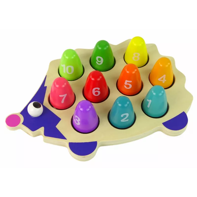 LEAN TOYS Ouriço de Madeira Educativo com 10 Pinos Coloridos