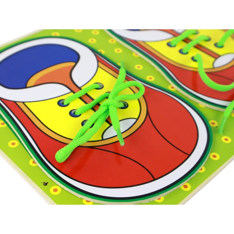 LEAN TOYS Brinquedo de madeira para aprender a atar atacadores