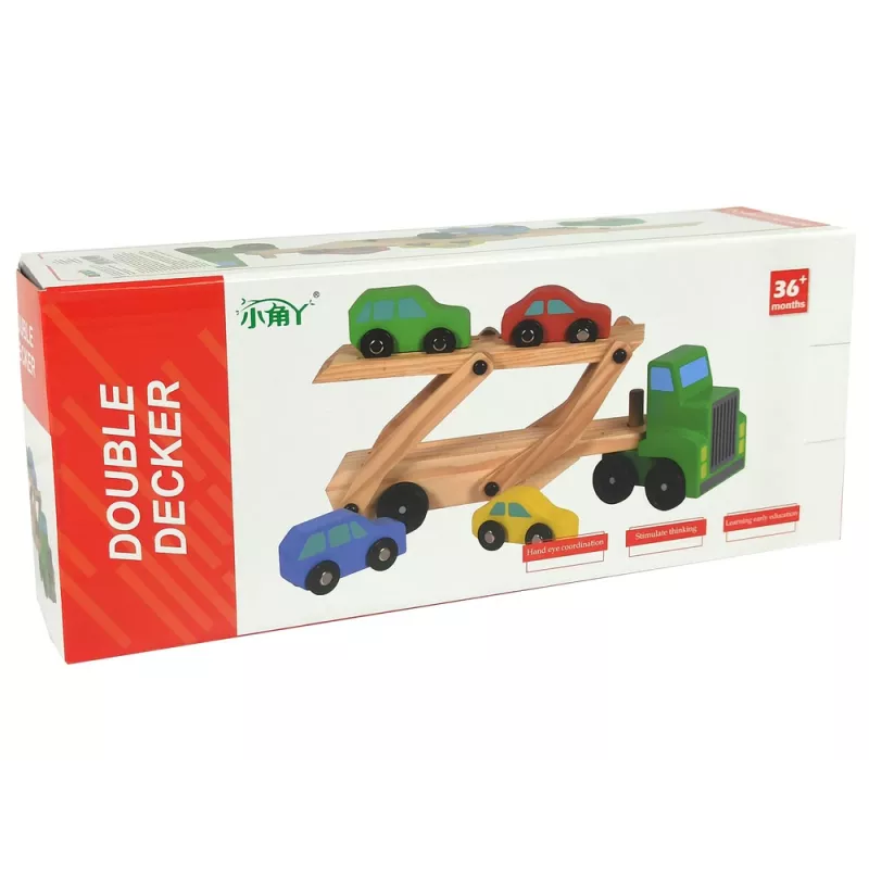Camião de madeira LEAN TOYS verde com blocos de construção