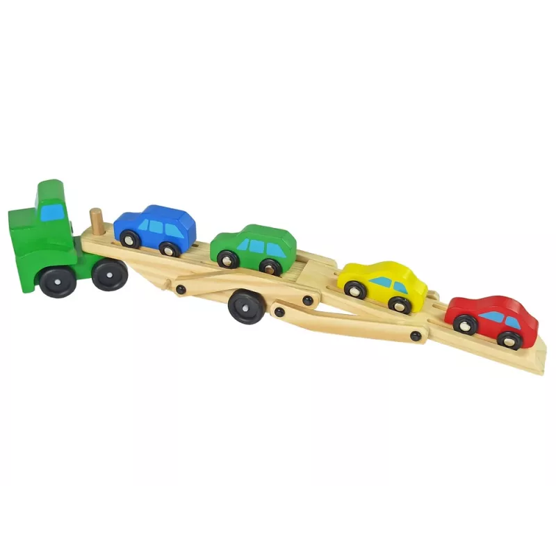 Camião de madeira LEAN TOYS verde com blocos de construção
