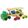 Camião de madeira LEAN TOYS verde com blocos de construção