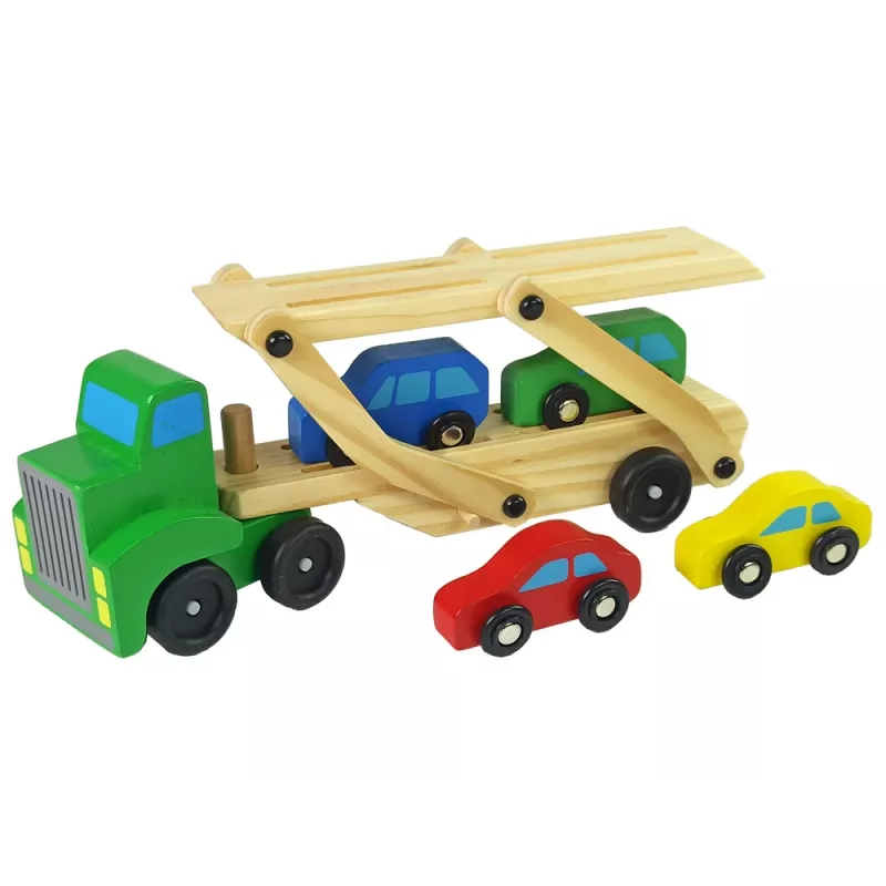 Camião de madeira LEAN TOYS verde com blocos de construção