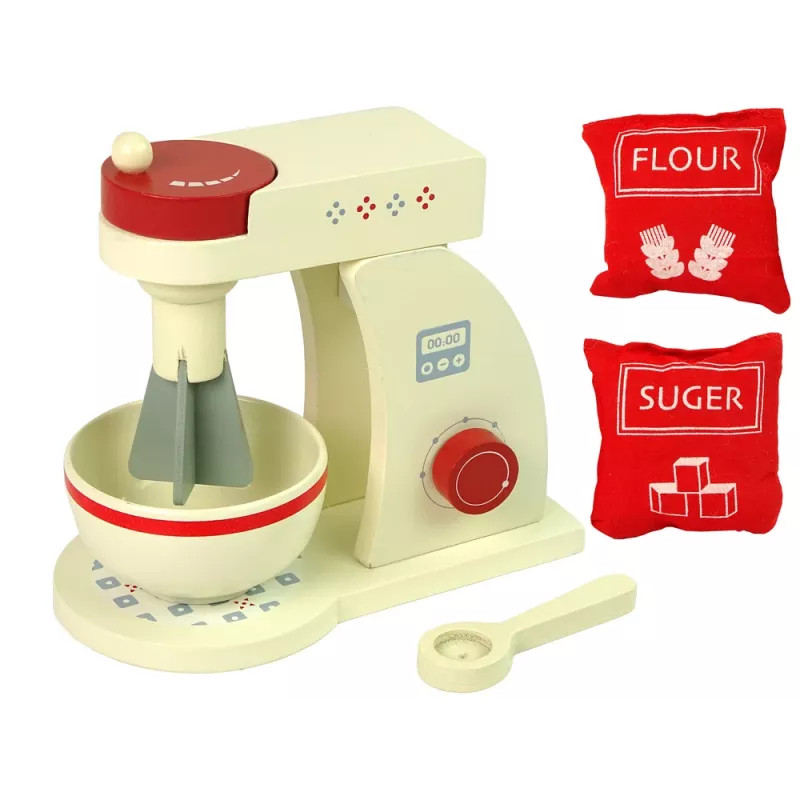 LEAN TOYS Acessório de robô de cozinha misturadora de madeira para criança
