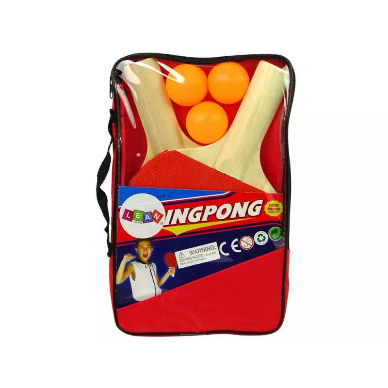 LEAN TOYS Raquetes de ping-pong de madeira com 3 bolas e bolsa