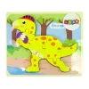 LEAN TOYS Puzzle de madeira dinossauro estegossauro amarelo