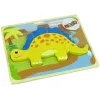 LEAN TOYS Puzzle de madeira dinossauro estegossauro amarelo