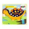 LEAN TOYS Puzzle de madeira dinossauro triceratops anquilossauro laranja