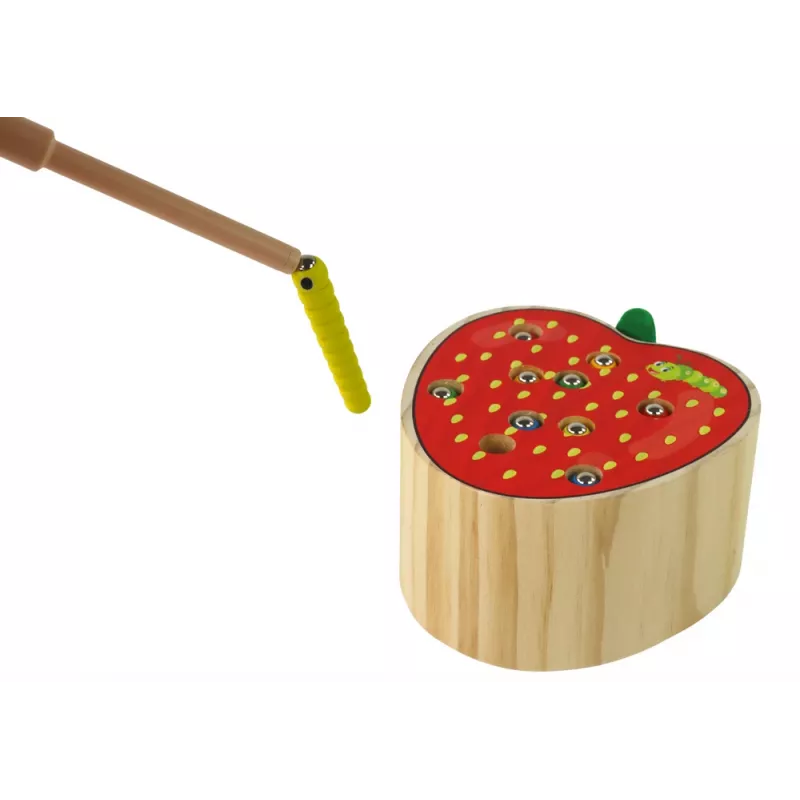 LEAN TOYS Jogo Magnético de Madeira Morango Apanha o Verme