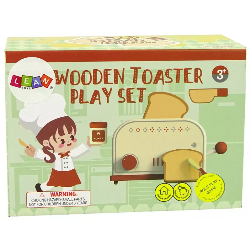 LEAN TOYS Acessório de torradeira de madeira cozinha pequeno-almoço criança
