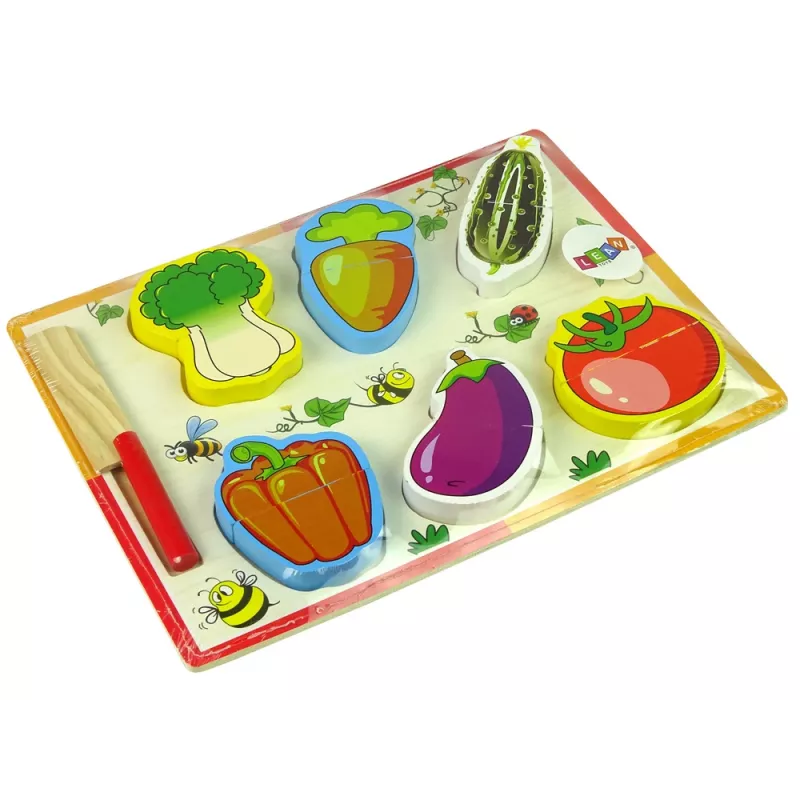 LEAN TOYS Conjunto de corte de legumes de madeira 6 peças tomate pimento pepino