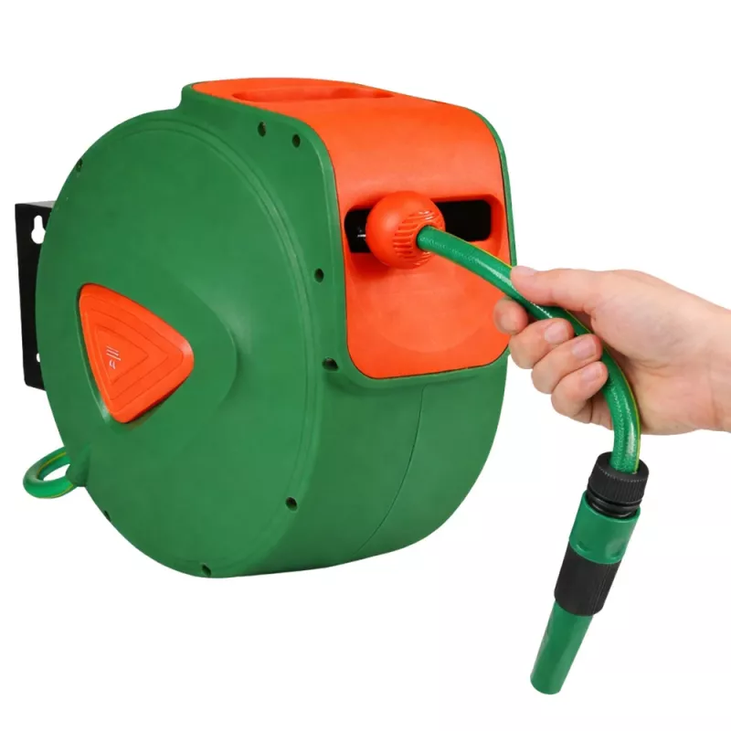 LEAN Enrolador automático de parede com mangueira de jardim 30m + 2m