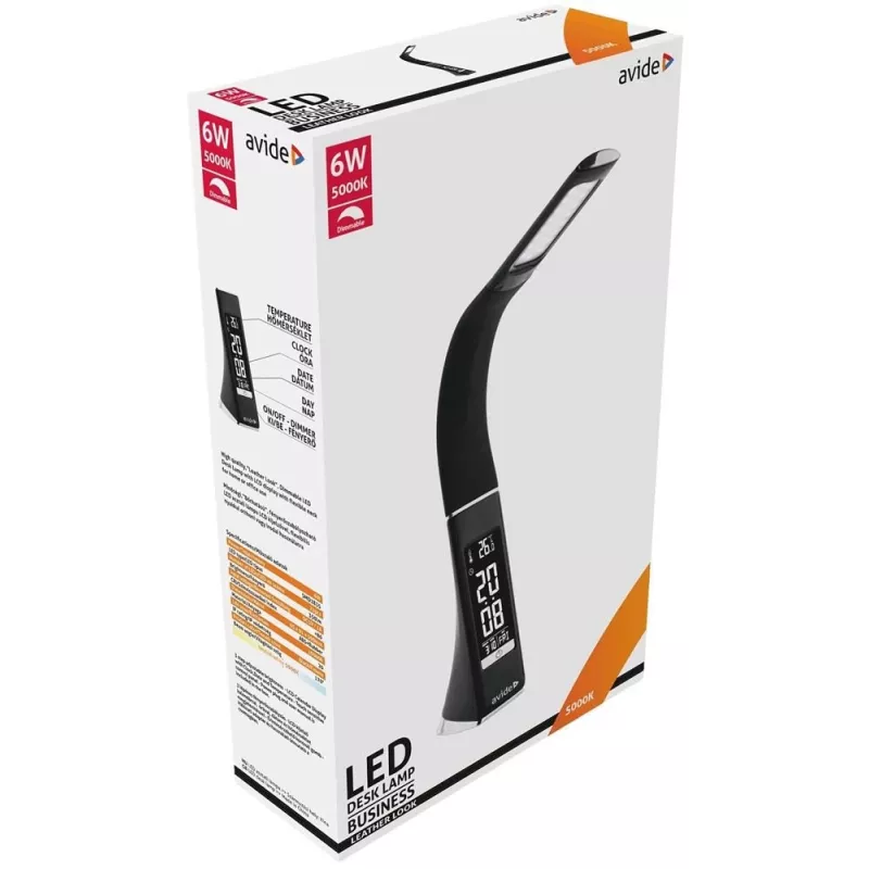 Avide candeeiro de secretária LED Business Calendar preto 6W