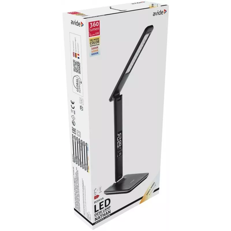 Avide candeeiro de secretária LED escritório calendário preto 6W 350lm