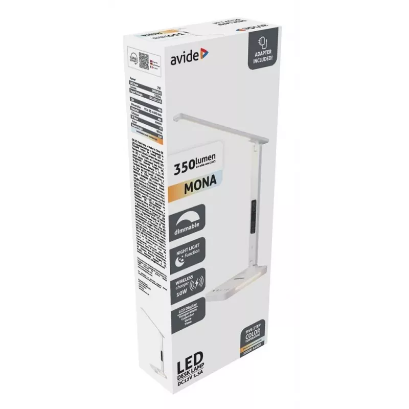 Candeeiro de secretária LED Avide com carregador de telemóvel 7W 350lm