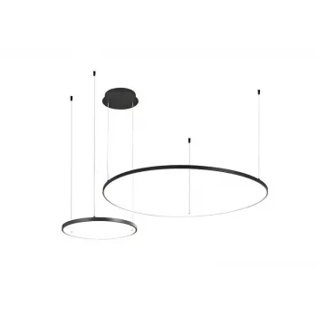 Sibiu 2023193-2-BK Candeeiro suspenso LED, 2 abat-jours redondos, 4000 K, preto