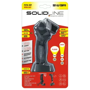 Lanterna Ledlenser SW3R COB LED com base magnética, 320 lm, recarregável USB-C, IP54, cabeça orientável 180°, clipe de cinto, preto