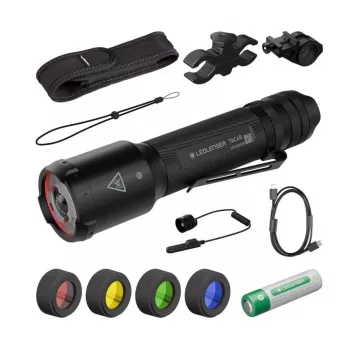 Conjunto de caça Ledlenser TAC6R Black com maleta rígida