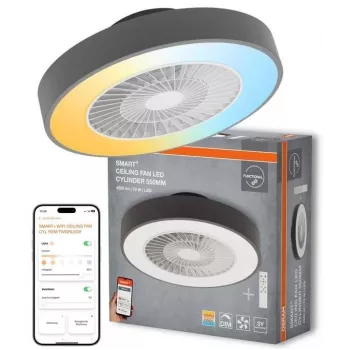 Ventilador de teto inteligente LEDVANCE SMART WIFI CYL REM 76W D550T - ventilador de teto inteligente com luz LED integrada, Tunable White, comando e controlo por app