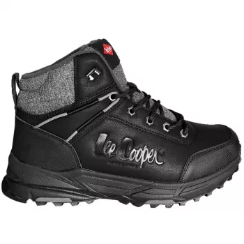 Lee Cooper sapatilhas de atacadores homem em preto - parte superior em pele sintética e têxtil, sola de borracha, LCJ-23-01-2036M