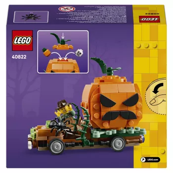 Conjunto de construção LEGO 40822 Jack-O'-Lantern Pickup Truck – 200 peças, minifigura de espantalho, modelo de decoração de Halloween