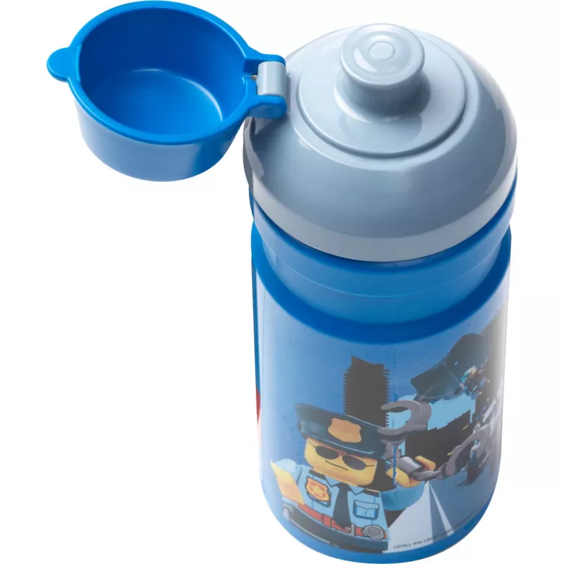 LEGO City Garrafa de Água 390 ml Azul com Bico de Silicone Macio e Tampa Semitransparente, PP/Silicone, 1 unid. (40561735)
