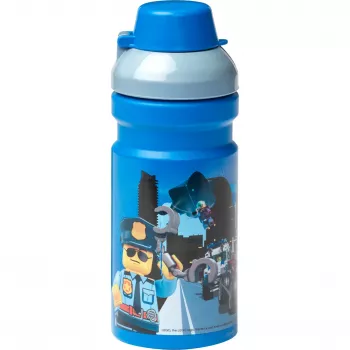 LEGO City Garrafa de Água 390 ml Azul com Bico de Silicone Macio e Tampa Semitransparente, PP/Silicone, 1 unid. (40561735)