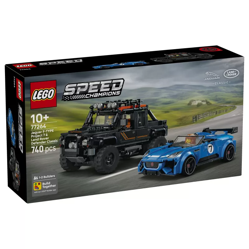 Conjunto de construção LEGO Speed Champions 77264 Jaguar F-TYPE Project 7 & Land Rover Defender Classic