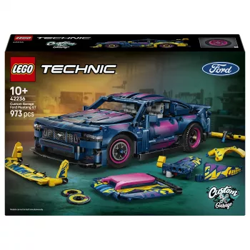 LEGO Technic 42236 Ford Mustang GT Custom Garage Carro de corrida conjunto de construção - 544 peças, 2 motores pull-back, app AR, a partir de 9 anos