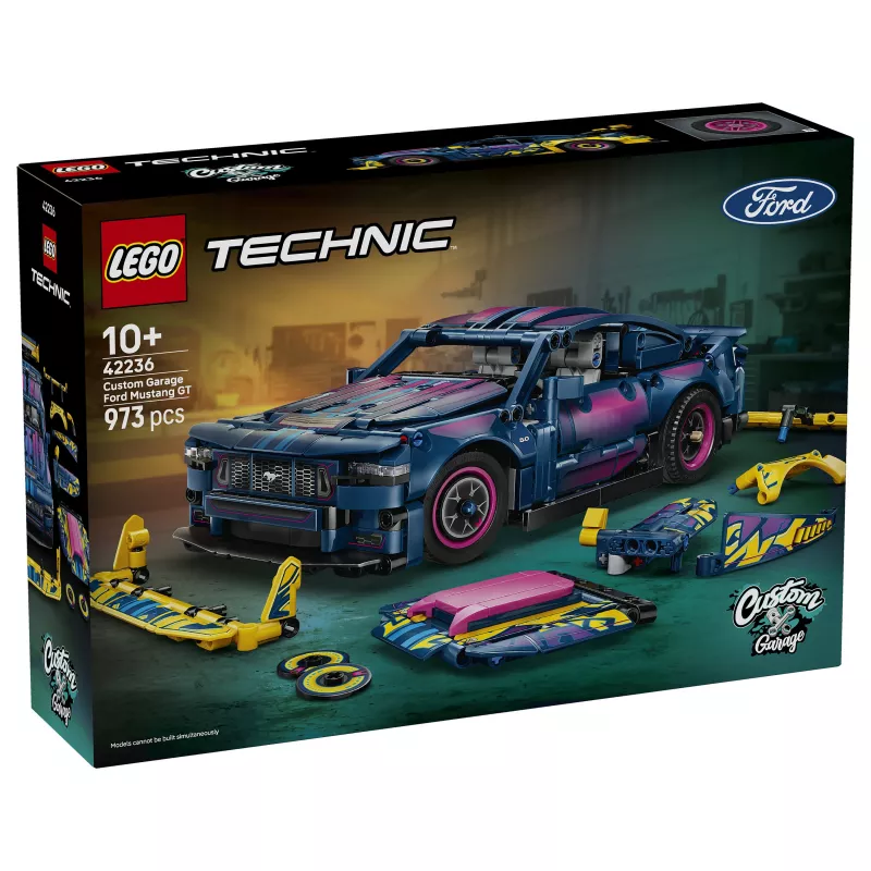 LEGO Technic 42236 Ford Mustang GT oficina de tuning, conjunto de construção de automóvel, 973 peças, motor de pistões V8, 10+ anos