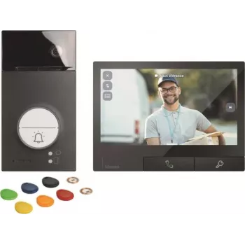 LEGRAND Bticino Flex'ONE conjunto de videoporteiro com posto de rua LINEA 3000 e monitor interior CLASSE 300X, 1 botão, preto 363943
