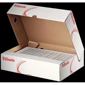 LEITZ 128004 caixa de arquivo A4 80 mm lombada branco/vermelho cartão, pack de 25