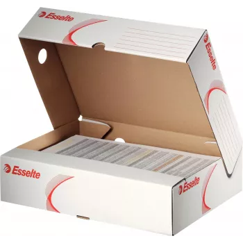 LEITZ 128004 caixa de arquivo A4 80 mm lombada branco/vermelho cartão, pack de 25
