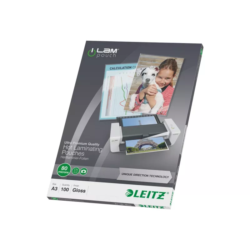 Leitz 7485-00-00 A3 Películas de plastificação, brilhante cristalino, 125 mícron, pack de 100