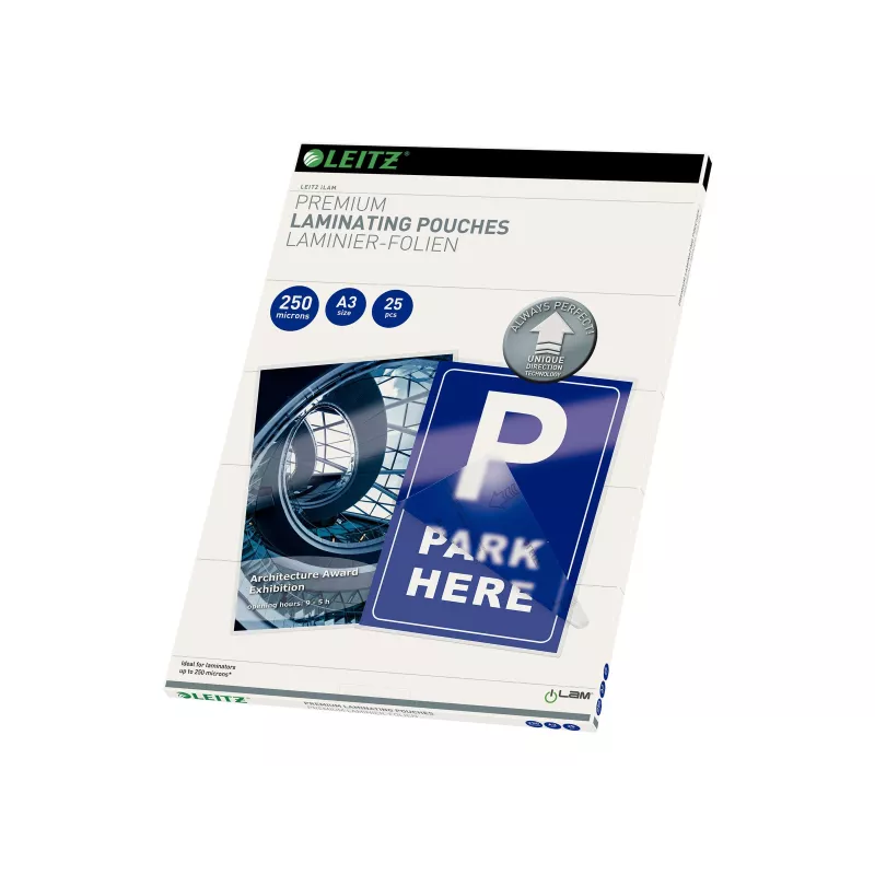 Películas de plastificação LEITZ A3 brilhantes 250 mícron cristalino, pack de 25 (7491-00-00)