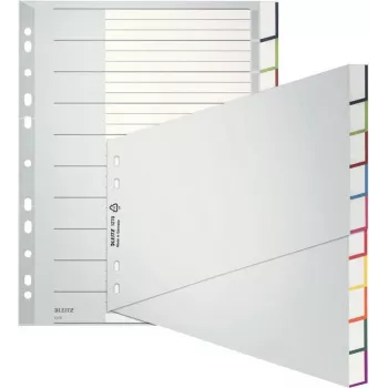 Separadores Leitz A4 em branco, polipropileno, cinzento, 10 peças, furação universal 1270