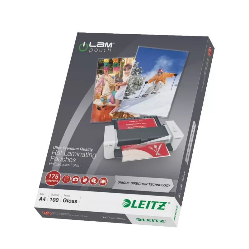 Leitz película de plastificação A4, brilhante cristalino, 100 mícron, pack de 100 7483-00-00